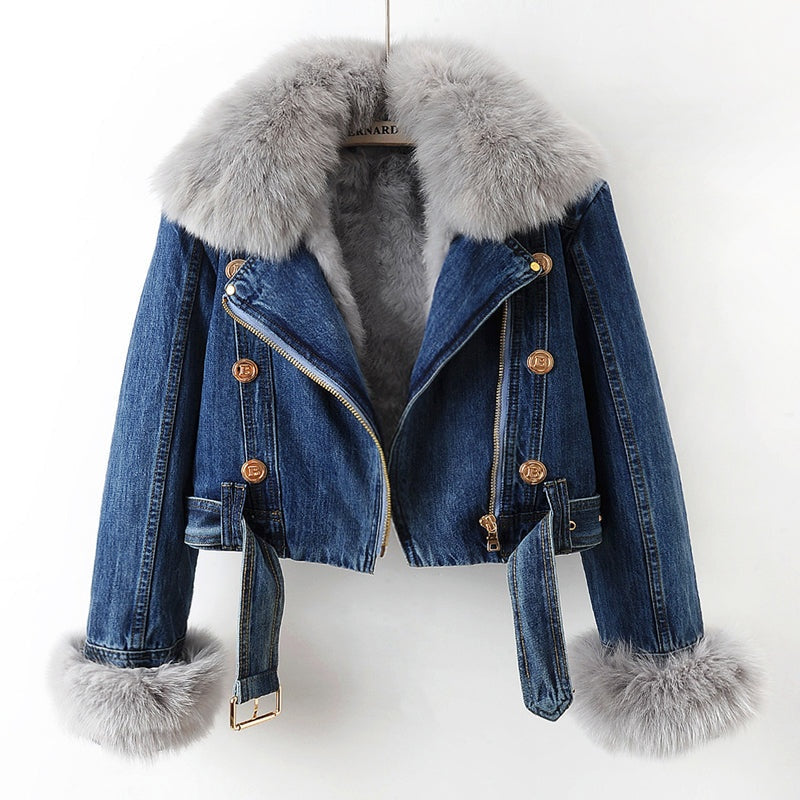 Maya™ | Chaqueta vaquera forrada con cuello de pelo sintético