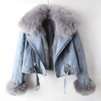 Maya™ | Chaqueta vaquera forrada con cuello de pelo sintético