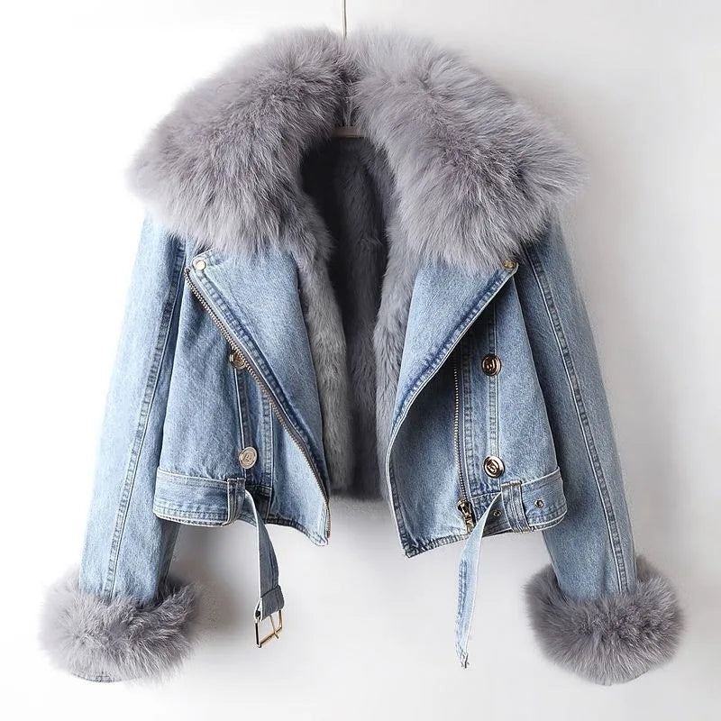Maya™ | Chaqueta vaquera forrada con cuello de pelo sintético
