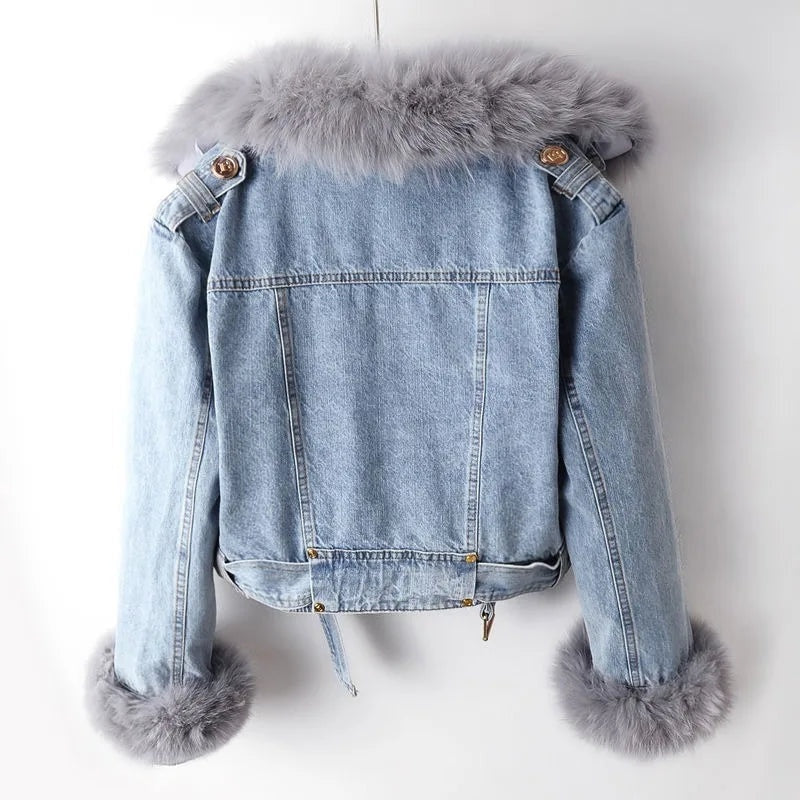 Maya™ | Chaqueta vaquera forrada con cuello de pelo sintético