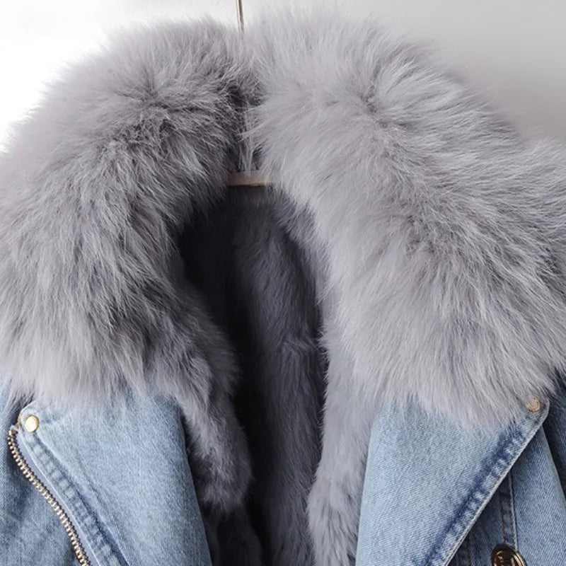 Maya™ | Chaqueta vaquera forrada con cuello de pelo sintético