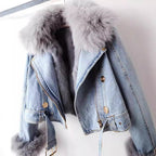 Maya™ | Chaqueta vaquera forrada con cuello de pelo sintético