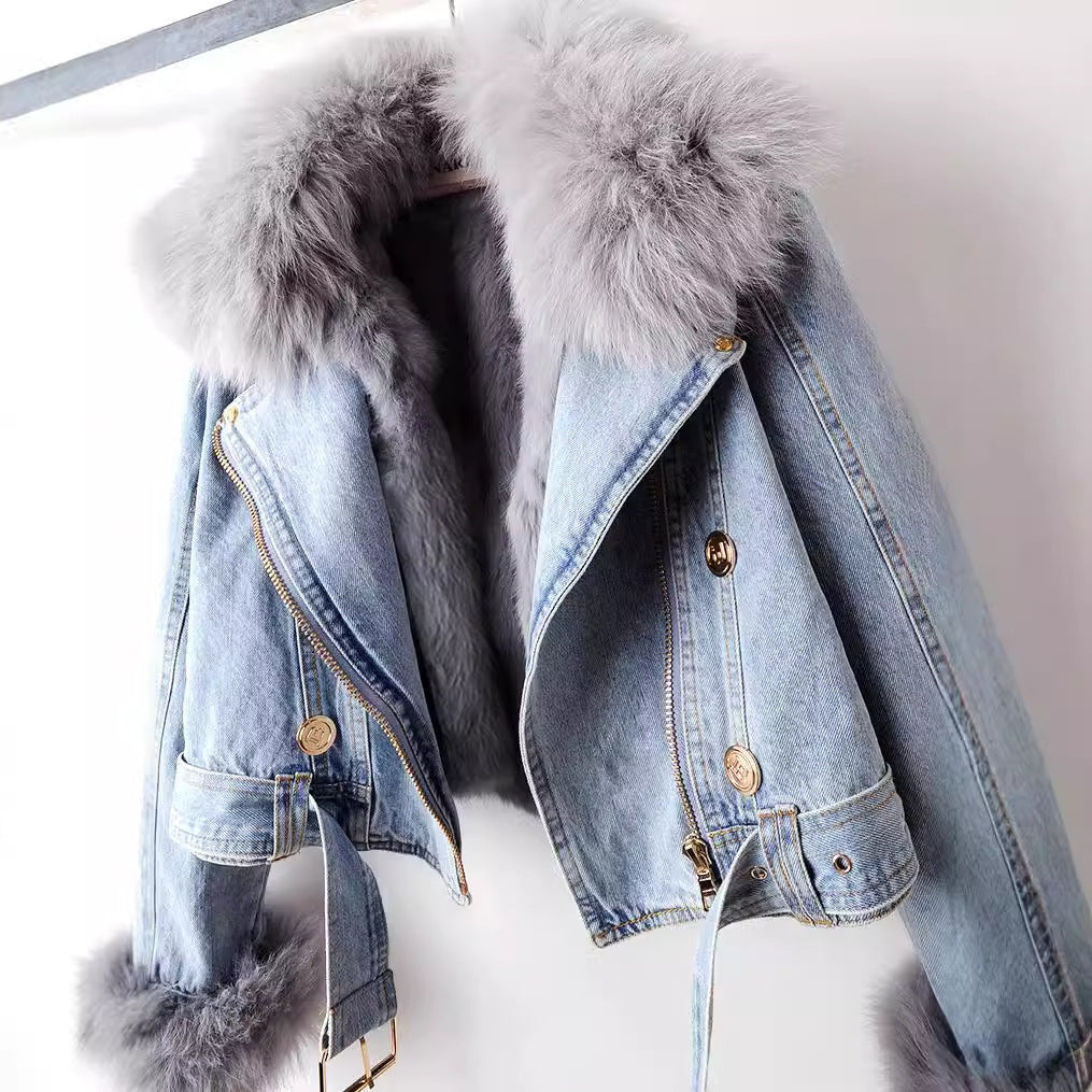 Maya™ | Chaqueta vaquera forrada con cuello de pelo sintético