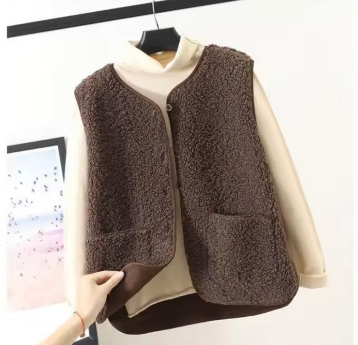 Lillian™ | Chaleco de borreguito sin mangas con bolsillos