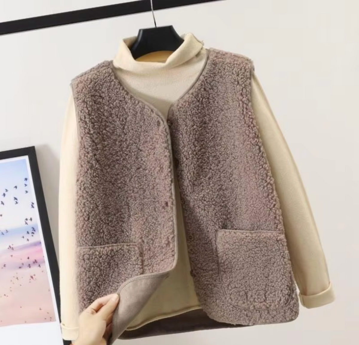 Lillian™ | Chaleco de borreguito sin mangas con bolsillos