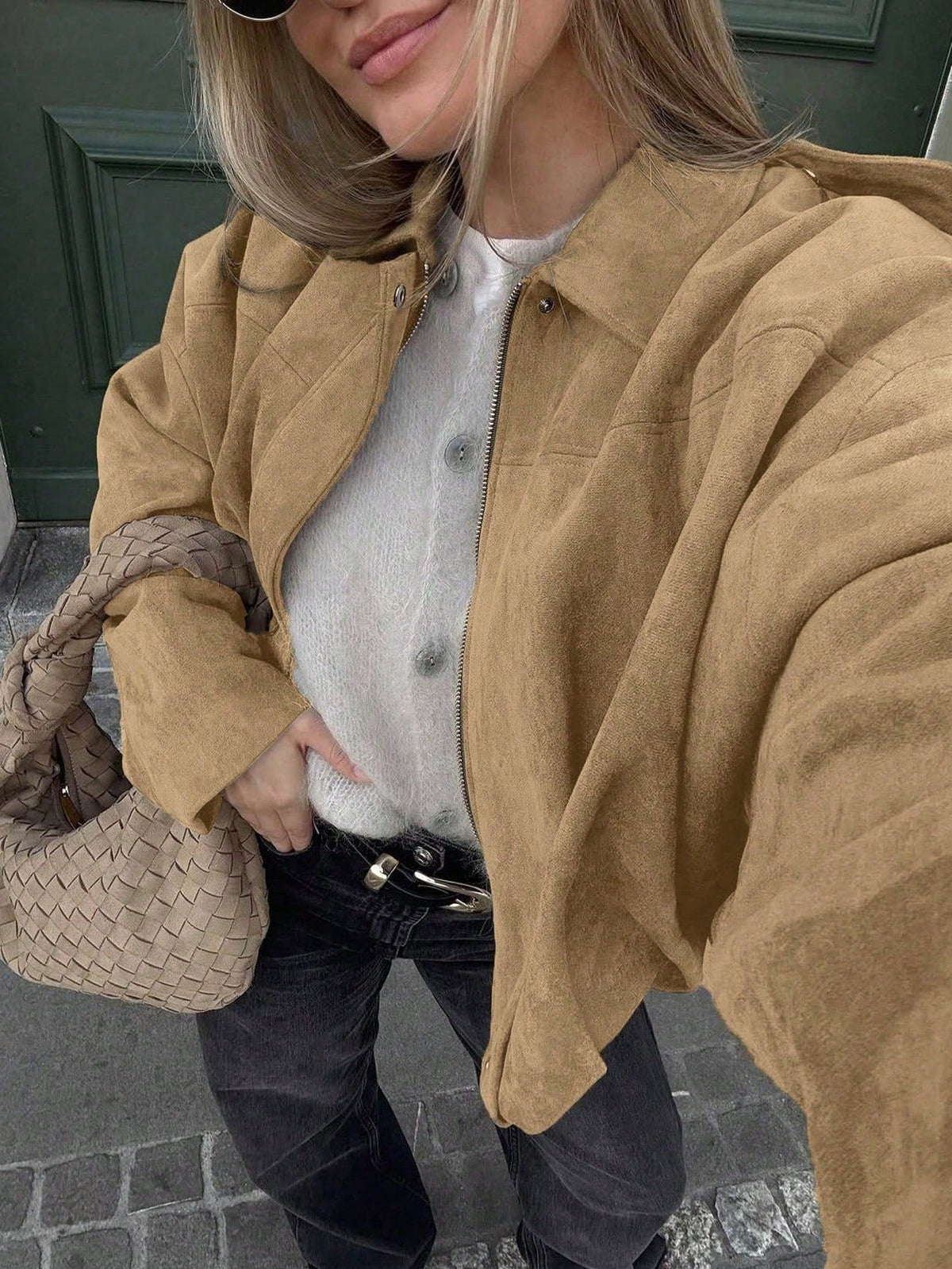 Quinn™ | Chaqueta de ante oversize con cremallera