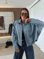 Quinn™ | Chaqueta de ante oversize con cremallera