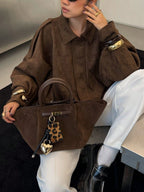 Quinn™ | Chaqueta de ante oversize con cremallera