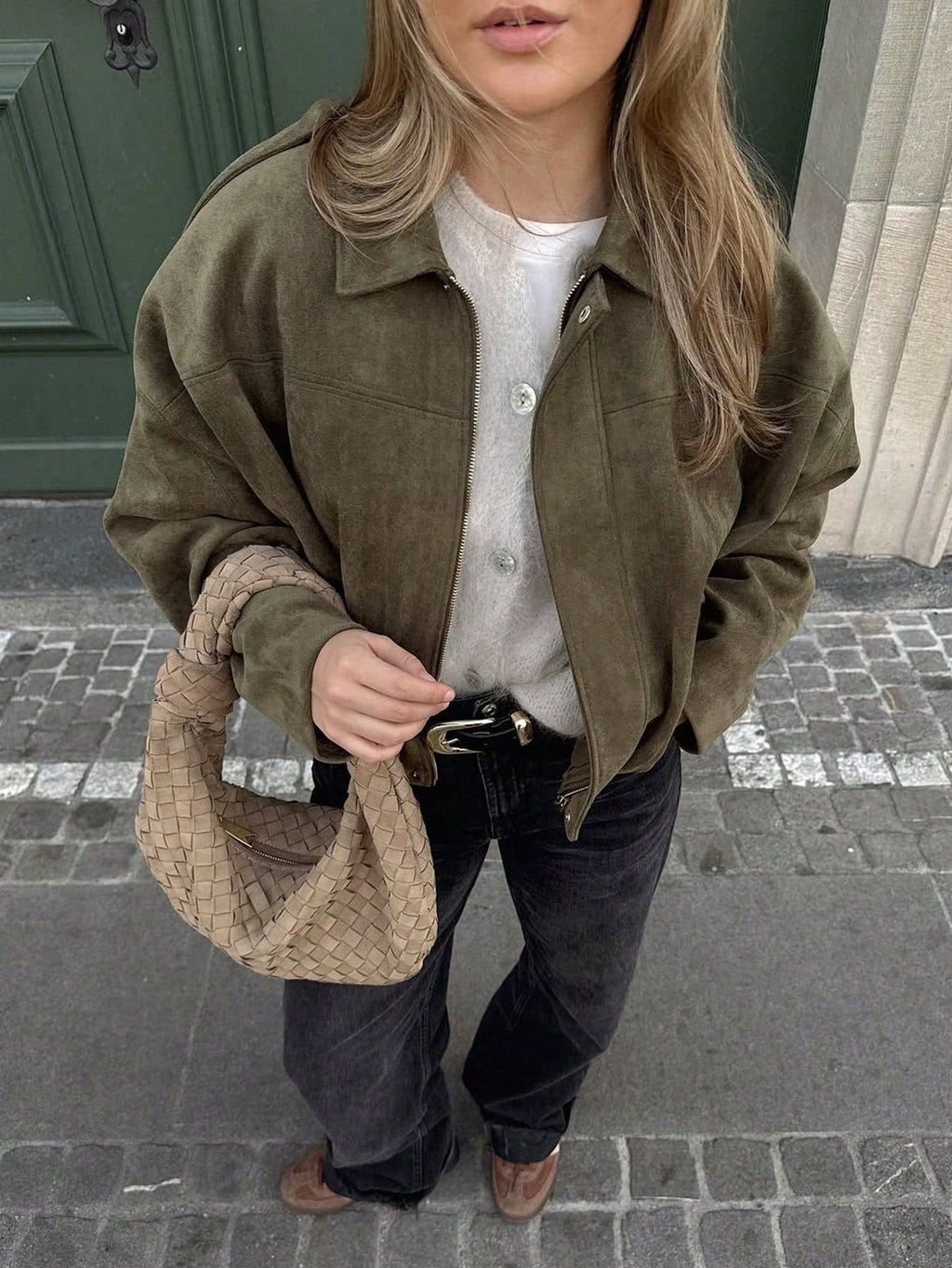 Quinn™ | Chaqueta de ante oversize con cremallera