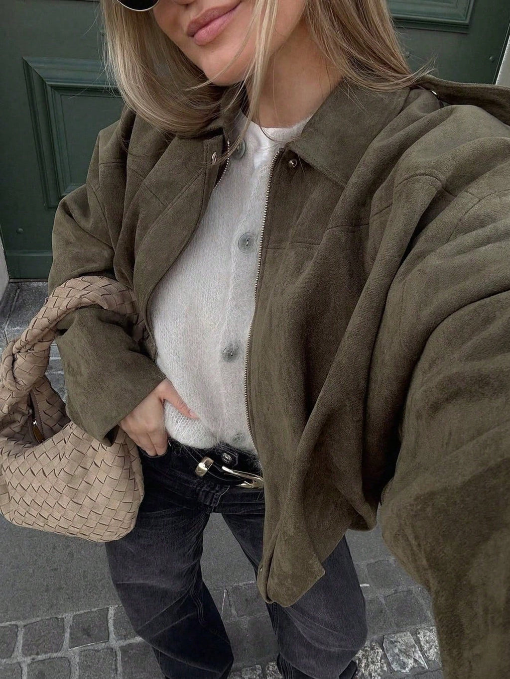Quinn™ | Chaqueta de ante oversize con cremallera