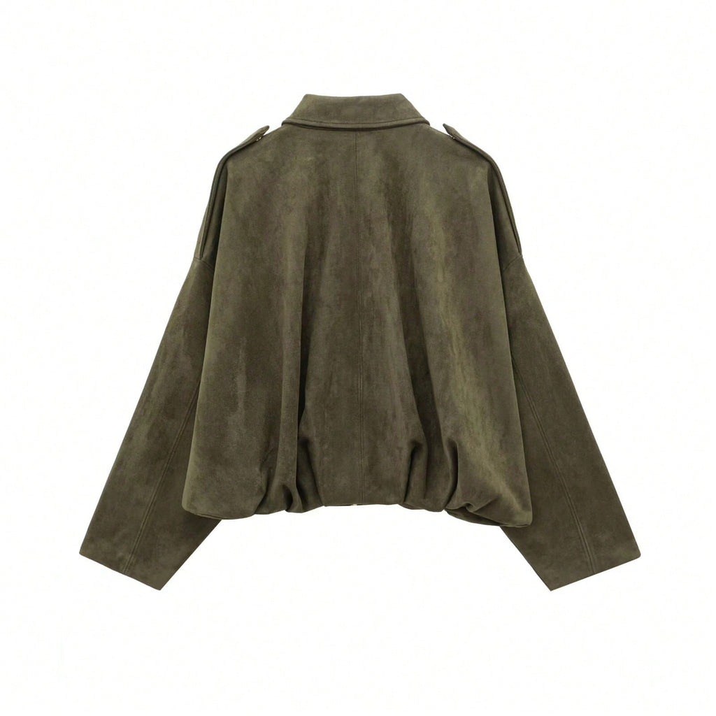 Quinn™ | Chaqueta de ante oversize con cremallera