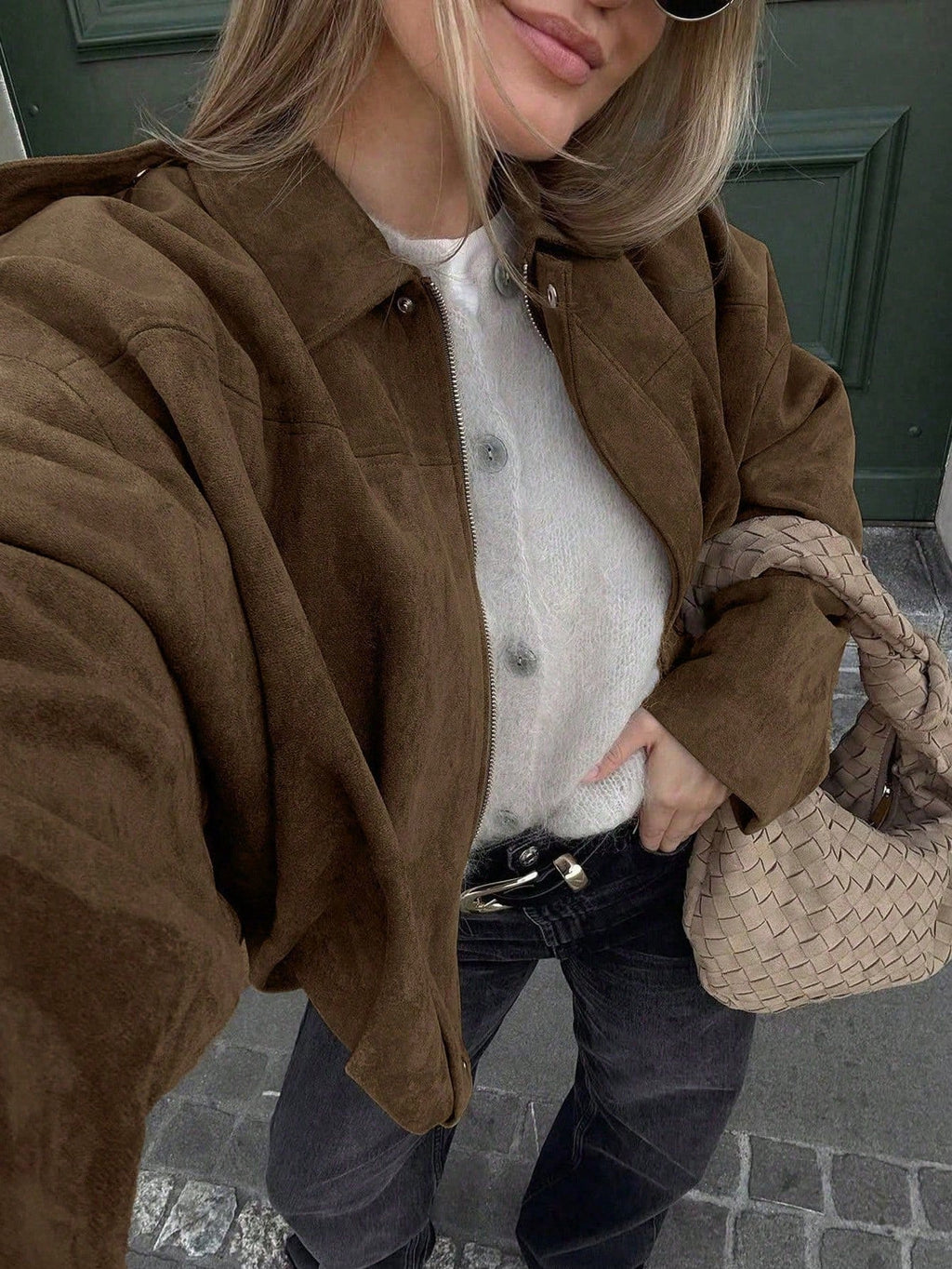 Quinn™ | Chaqueta de ante oversize con cremallera