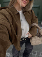 Quinn™ | Chaqueta de ante oversize con cremallera