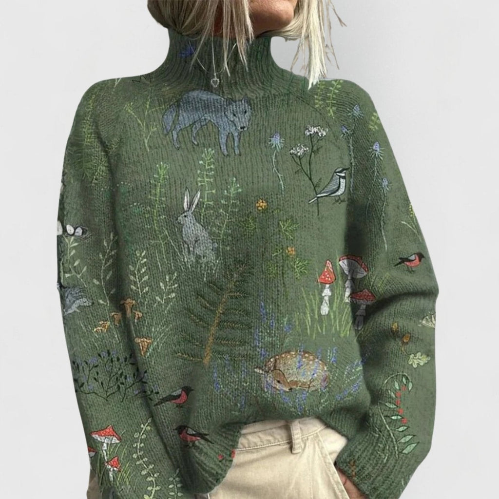 Grace™ | Jersey oversize de cuello alto con estampado floral