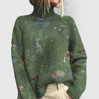 Grace™ | Jersey oversize de cuello alto con estampado floral