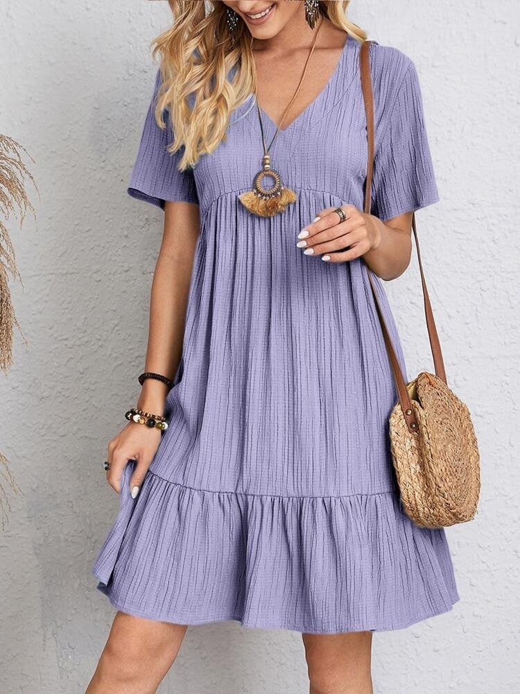 Lily™ | Vestido corto con volantes, escote en V y manga corta