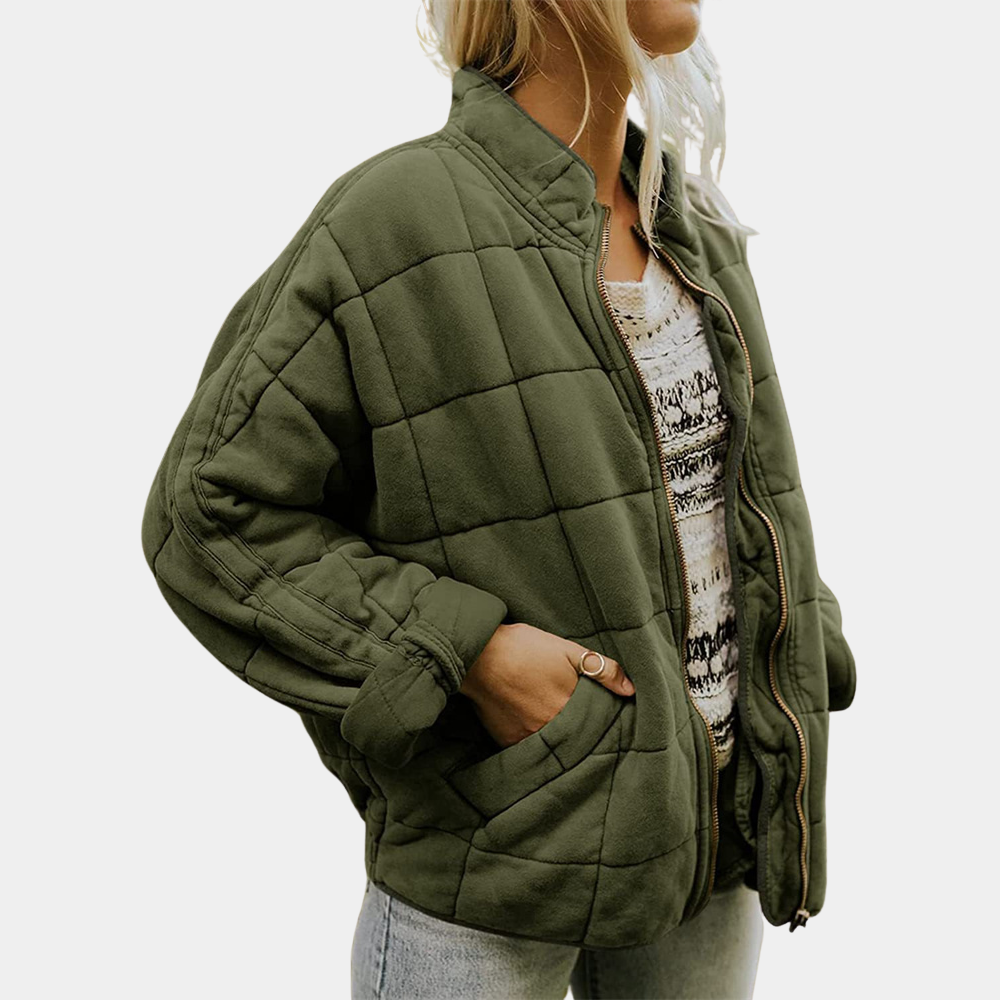 Vanessa™ | Chaqueta bomber acolchada con cuello mao y cremallera