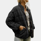 Vanessa™ | Chaqueta bomber acolchada con cuello mao y cremallera