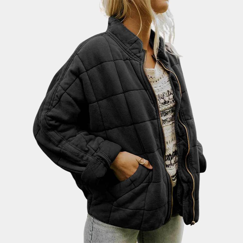 Vanessa™ | Chaqueta bomber acolchada con cuello mao y cremallera