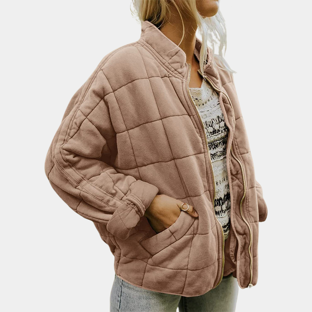 Vanessa™ | Chaqueta bomber acolchada con cuello mao y cremallera