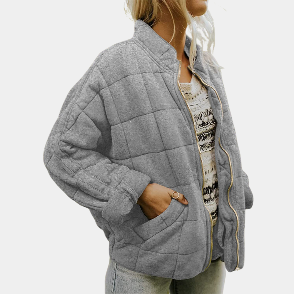 Vanessa™ | Chaqueta bomber acolchada con cuello mao y cremallera