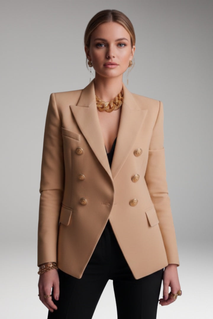 Thea™ | Americana cruzada con solapa de pico y botones metálicos