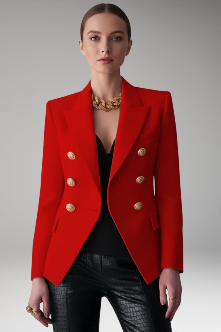 Thea™ | Americana cruzada con solapa de pico y botones metálicos