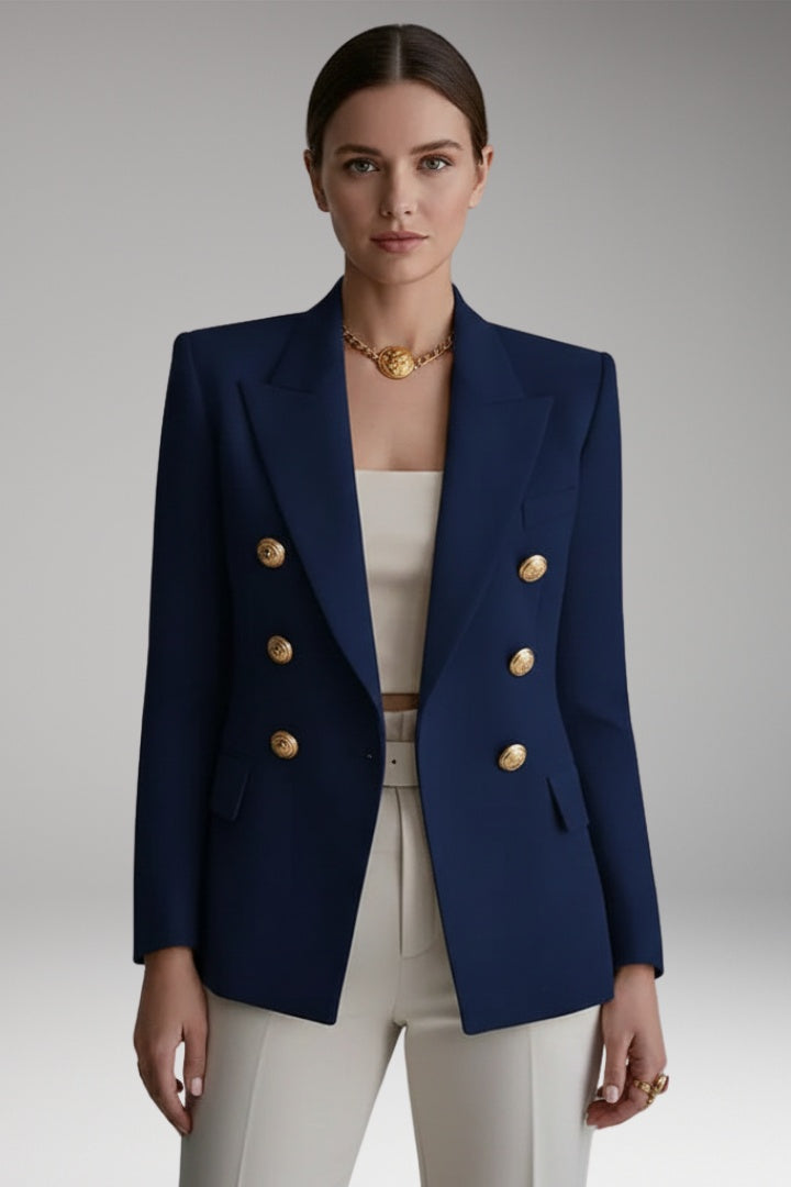Thea™ | Americana cruzada con solapa de pico y botones metálicos
