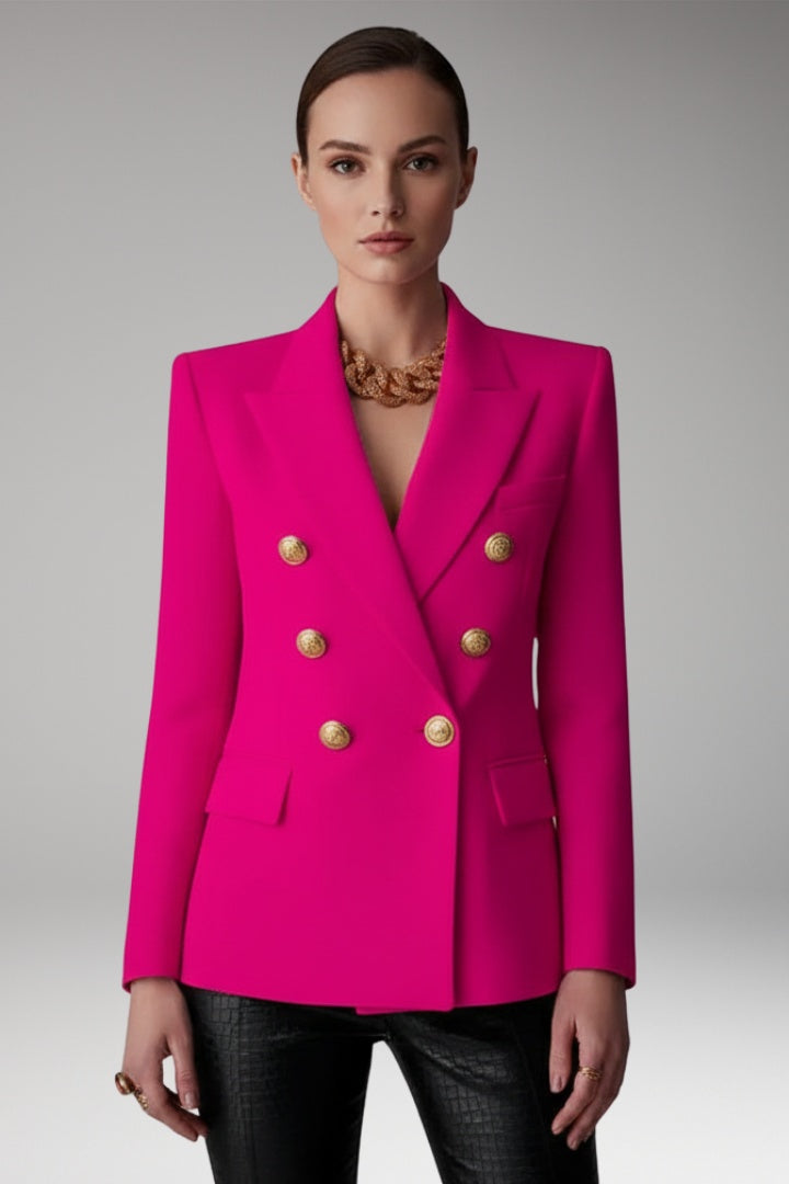 Thea™ | Americana cruzada con solapa de pico y botones metálicos