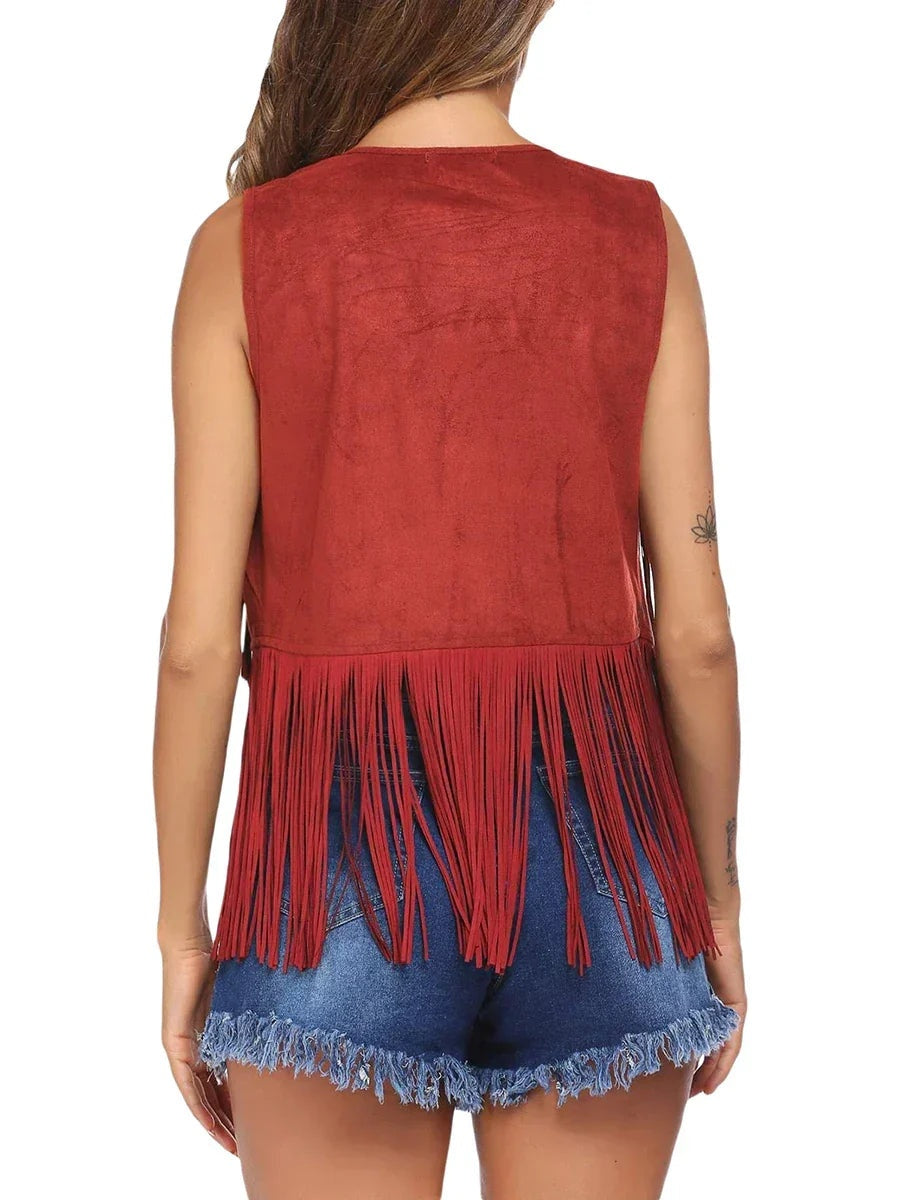 Hannah™ | Chaleco de ante sintético con flecos estilo western