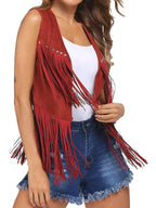 Hannah™ | Chaleco de ante sintético con flecos estilo western