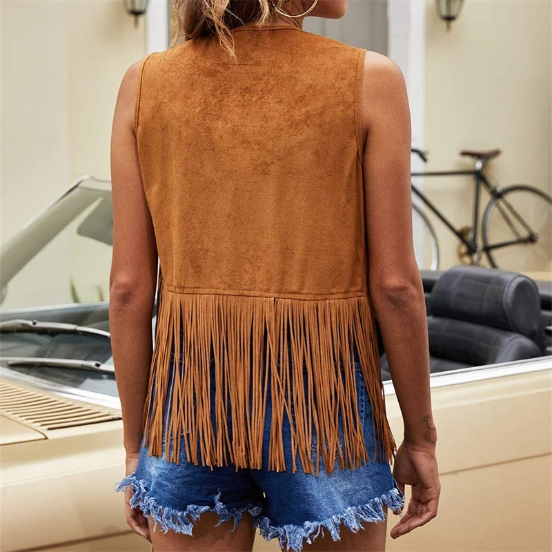 Hannah™ | Chaleco de ante sintético con flecos estilo western