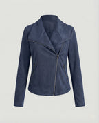 Colette™ | Chaqueta motera efecto ante con cierre asimétrico