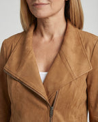 Colette™ | Chaqueta motera efecto ante con cierre asimétrico