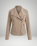 Colette™ | Chaqueta motera efecto ante con cierre asimétrico