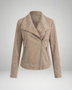 Colette™ | Chaqueta motera efecto ante con cierre asimétrico