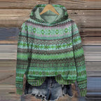 Catherine™ | Sudadera de punto con capucha y estampado azteca