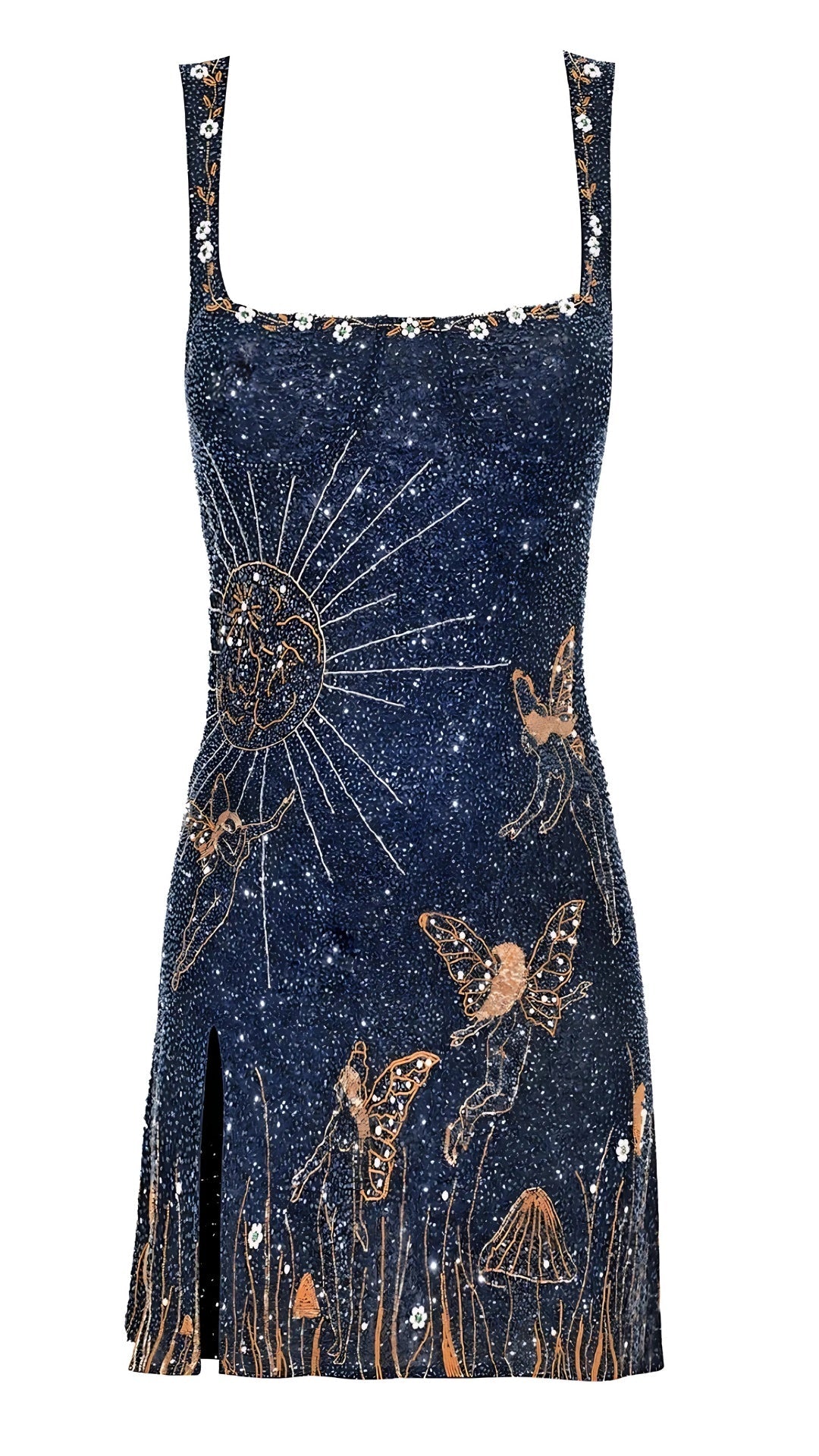 Charlotte™ | Vestido corto de fiesta bordado con escote cuadrado