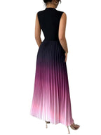 Naomi™ | Vestido largo plisado sin mangas con cuello alto