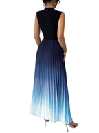 Naomi™ | Vestido largo plisado sin mangas con cuello alto