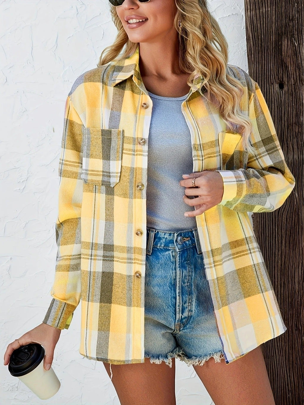 Alexa™ | Sobrecamisa oversize de cuadros de algodón