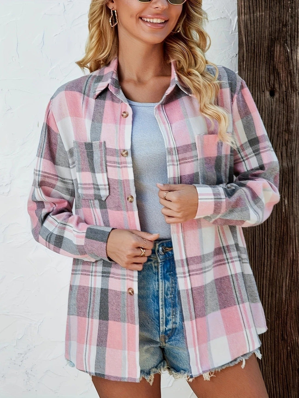 Alexa™ | Sobrecamisa oversize de cuadros de algodón