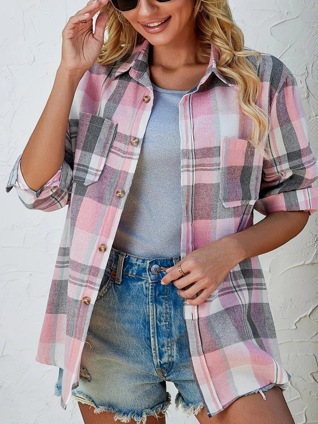 Alexa™ | Sobrecamisa oversize de cuadros de algodón