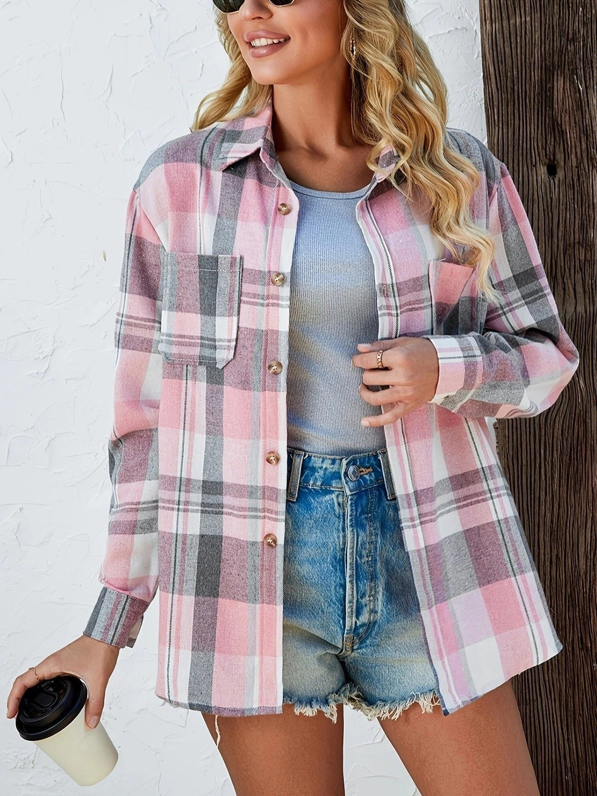 Alexa™ | Sobrecamisa oversize de cuadros de algodón