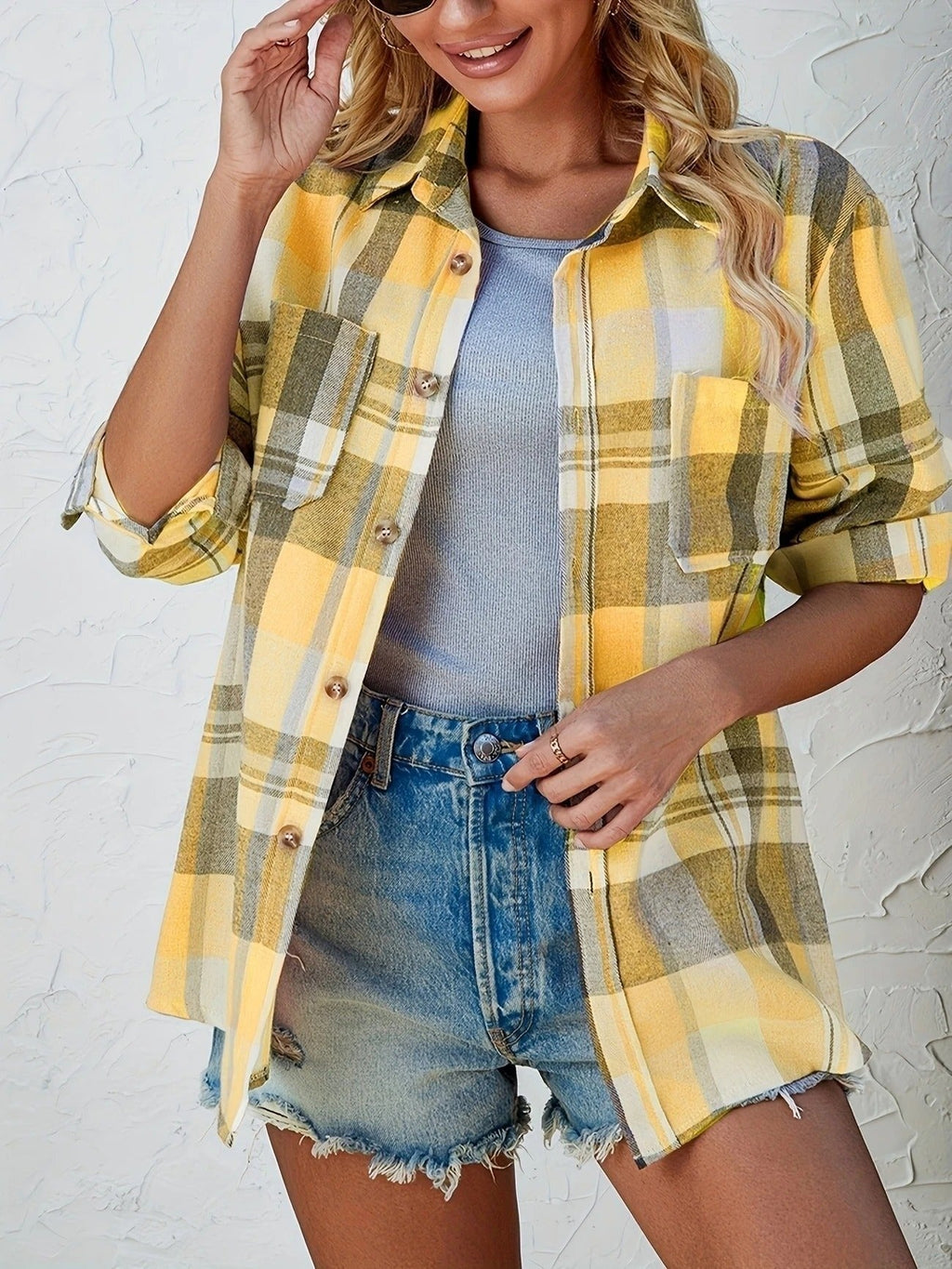 Alexa™ | Sobrecamisa oversize de cuadros de algodón