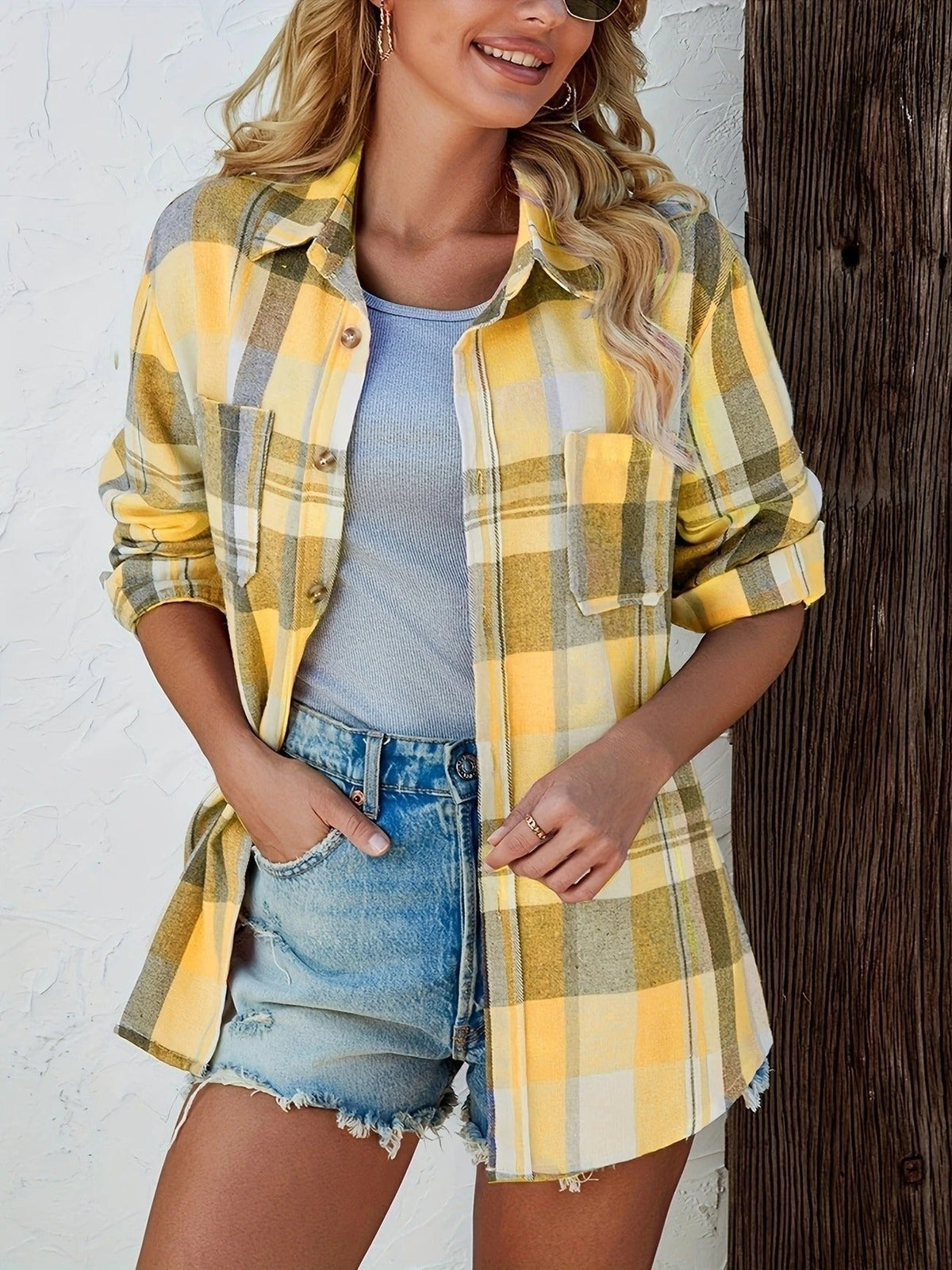 Alexa™ | Sobrecamisa oversize de cuadros de algodón