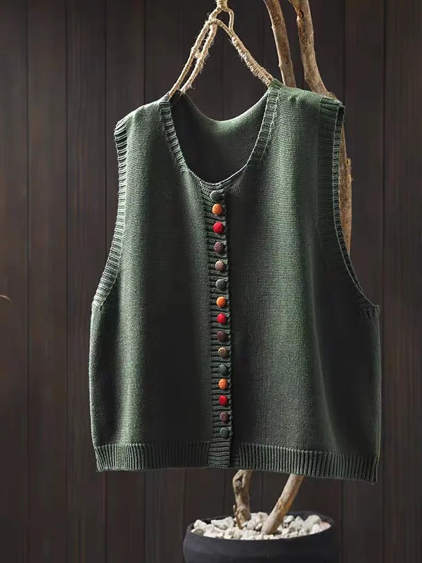 Eleanor™ | Chaleco de punto con botones decorativos