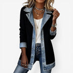 Naomi™ | Chaqueta de punto con detalles vaqueros para otoño