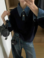 Charlotte™ | Jersey de punto con cuello y puños denim