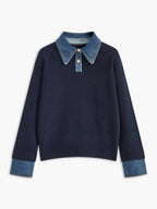 Charlotte™ | Jersey de punto con cuello y puños denim